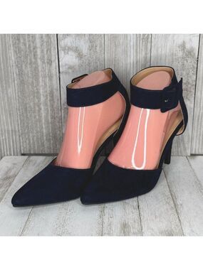 CATO Ankle Strap Heels Blue Faux Suede Size 8 M